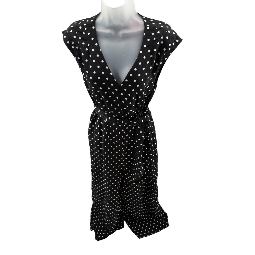 Kate Spade New York Polka Dot Wide Leg Jumpsuit Black Size 8 NEW Sample